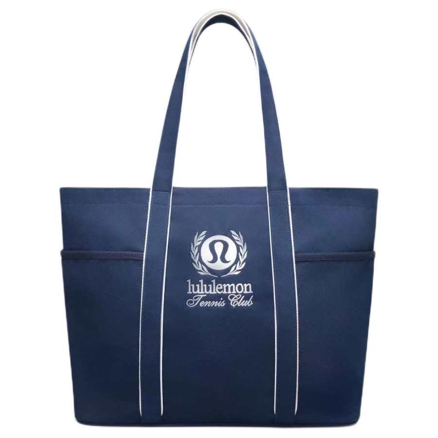 Lululemon Cotton Blend Canvas Tote Bag, Shopping Bag, Handbag, Shoulder Bag Unisex Marine Blue