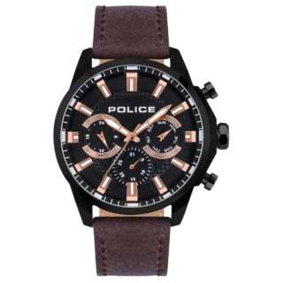 Police Menelik Wrist Watches Quartz Movement Leather Strap 46*53mm Black Dial Men's Watches ['50', 149262]m Waterproof