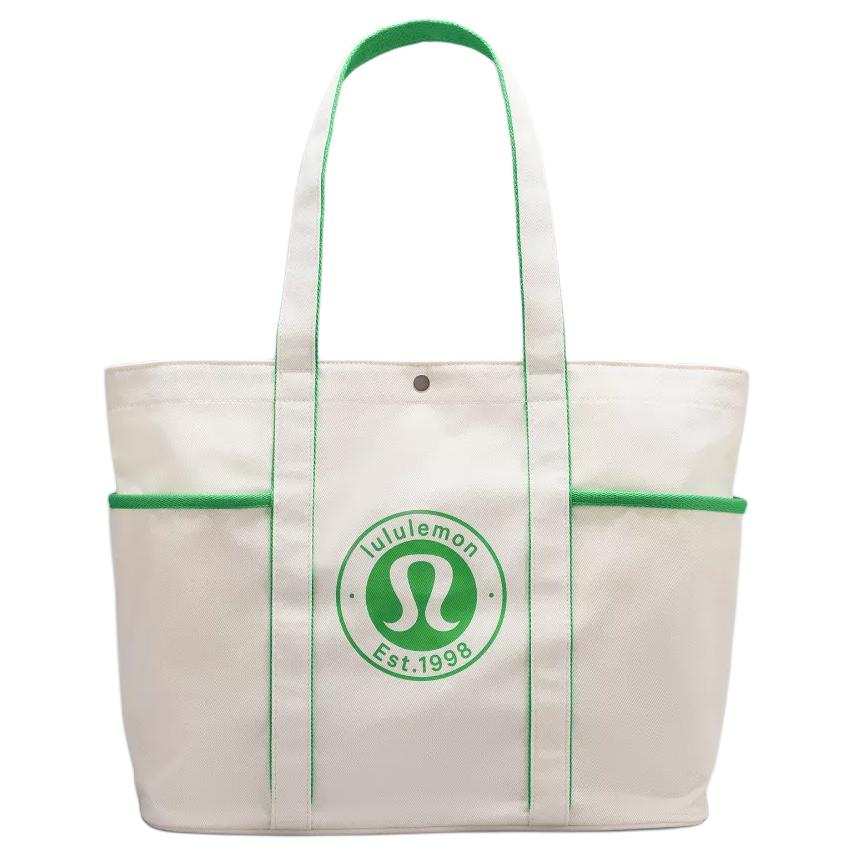 Lululemon Cotton Canvas Bag, Tote Bag, Shopping Bag, Shoulder Bag, Handbag Regular Unisex Green