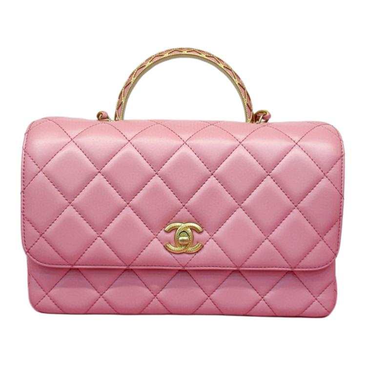 CHANEL Lambskin Crossbody One Shoulder Handbag Women's Pink