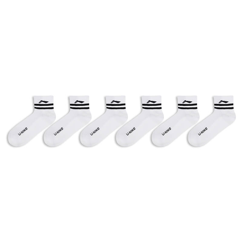 Li-Ning Li Ning Ankle Socks Unisex 6 Pack White