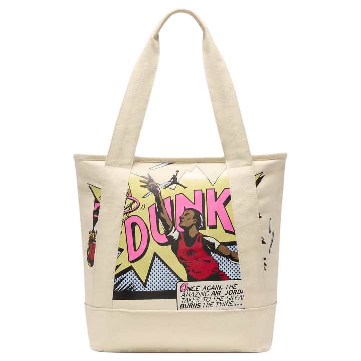 Jordan Jordan Cotton Tote Bag, Shopping Bag, Shoulder Bag, Handbag Unisex Beige