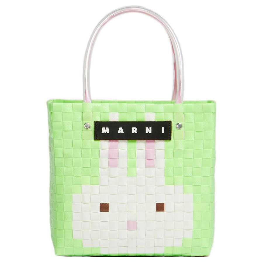 MARNI Polypropylene With Cow Leather Basket Bag Handbag Small Women's Green