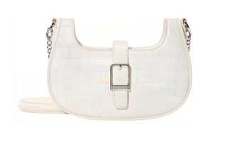 ONE TIME Pu Saddle Bag One Shoulder Regular Women's White/Black/Oat Milk/Ice Blue/Butter/Litchi Grain, White/Black/Blue