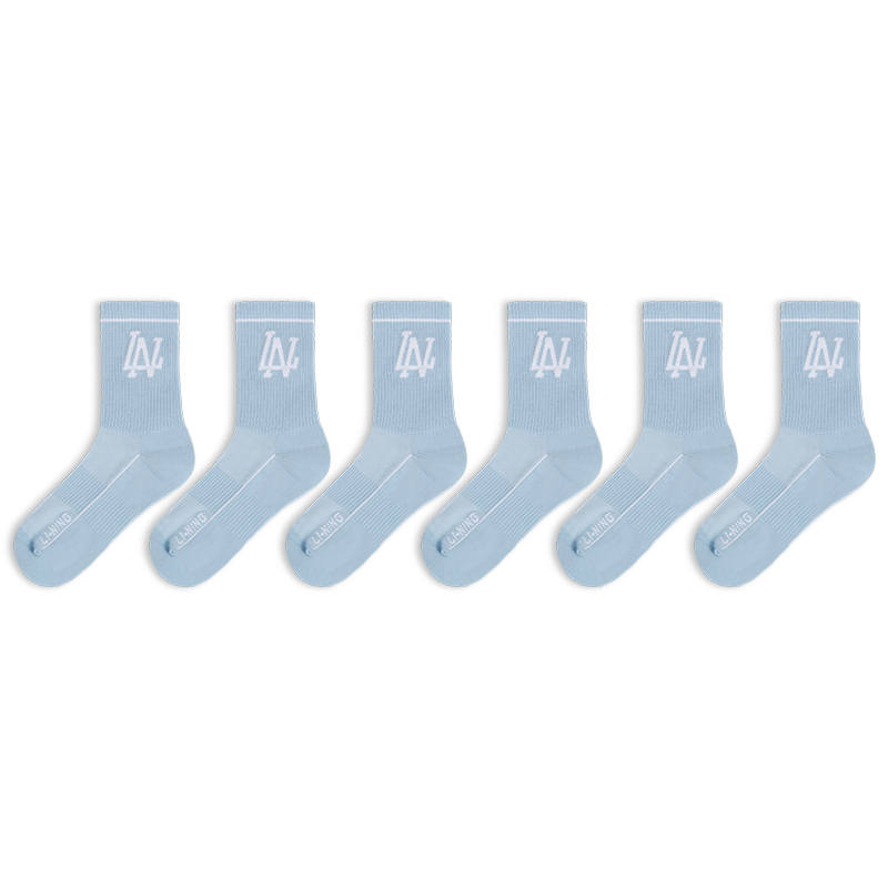 Li-Ning Li Ning Crew Socks Unisex 6 Pack Blue