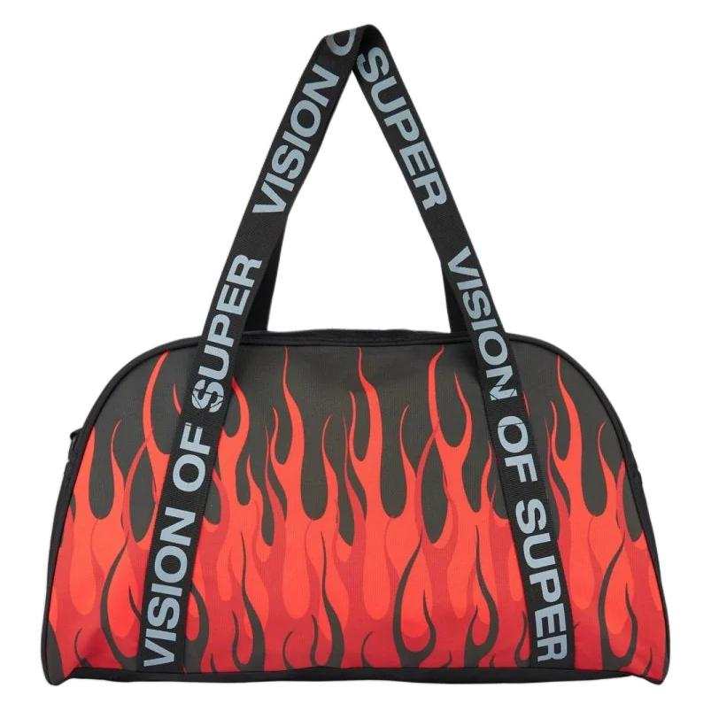 Vision Of Super Polyester Gym Bag Large Men's Black & Red
