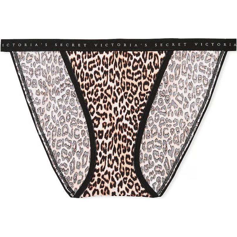 Victoria's Secret Stretch Cotton String Bikini Panty/Marzipan Leopard Underpants Women's 1 Pack Leopard Print