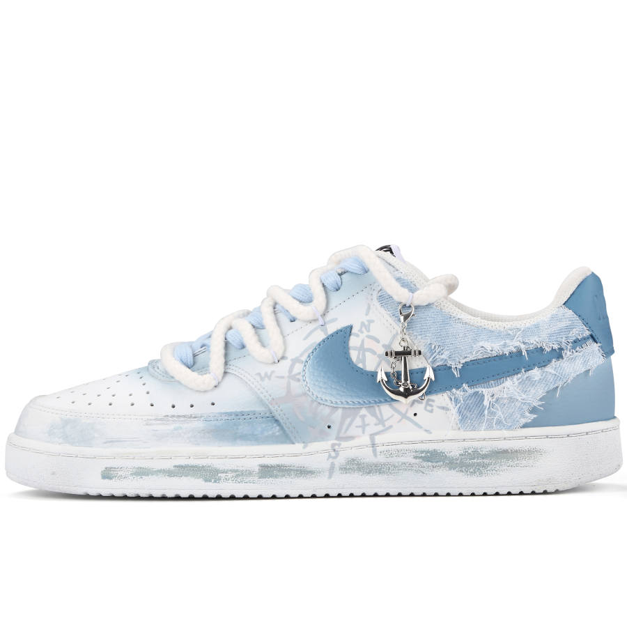 Nike Nike Court Vision 1 Columbus Blue Trail Abrasion Resistant Slip Resistant Low top Skateboard Shoes Unisex Blue White