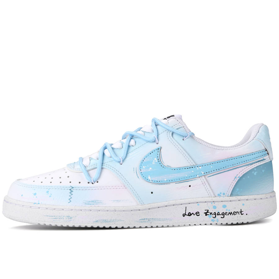 Nike Nike Court Vision 1 Love Heart Promise Abrasion Resistant Slip Resistant Low top Skateboard Shoes Unisex Sky Blue