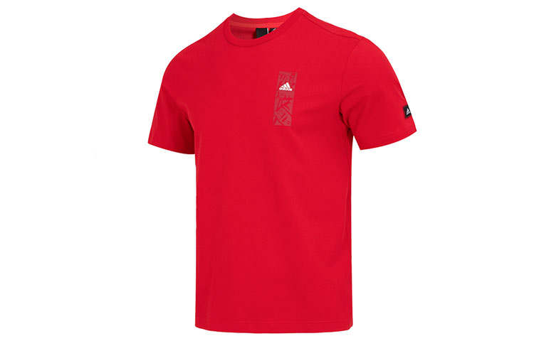 Adidas Adidas CNY T Shirts Men's Red Crew Neck Moderate Straight Fit