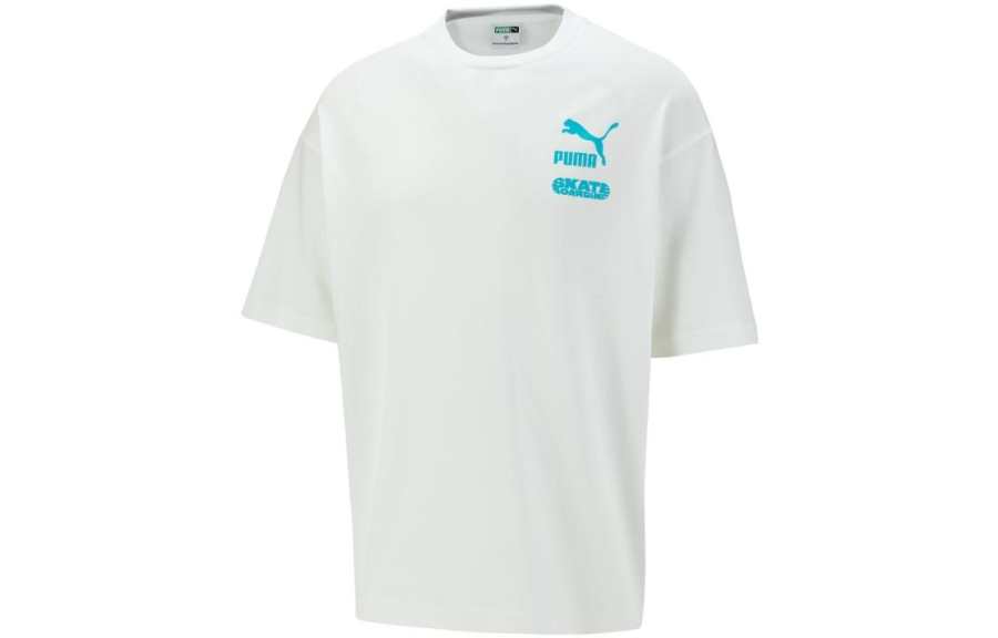PUMA T Shirts Men's White Crew Neck Moderate