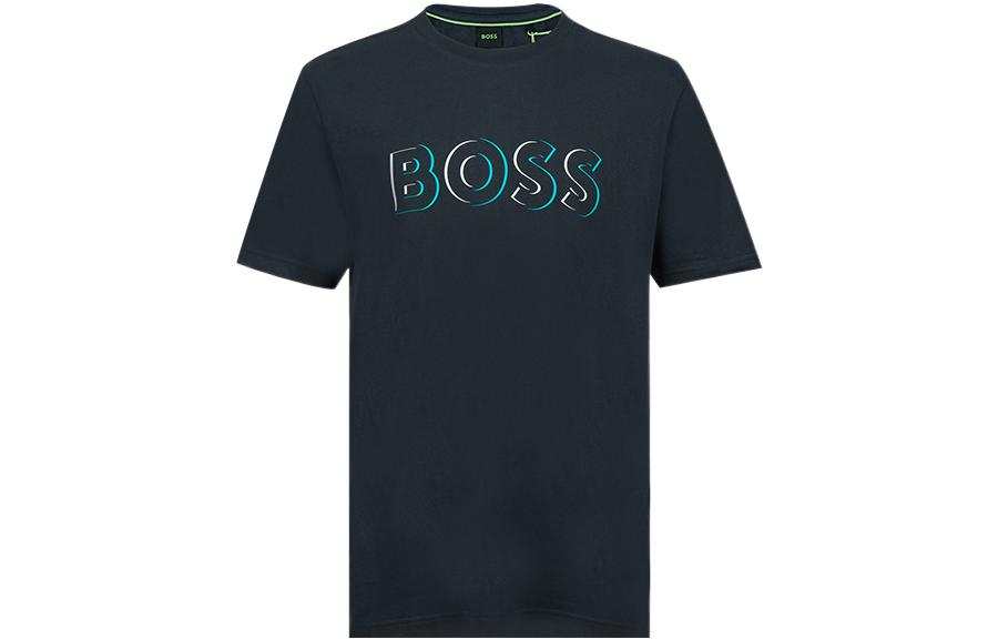 HUGO BOSS SS23 T Shirts Men's Blue Crew Neck Moderate Straight Fit