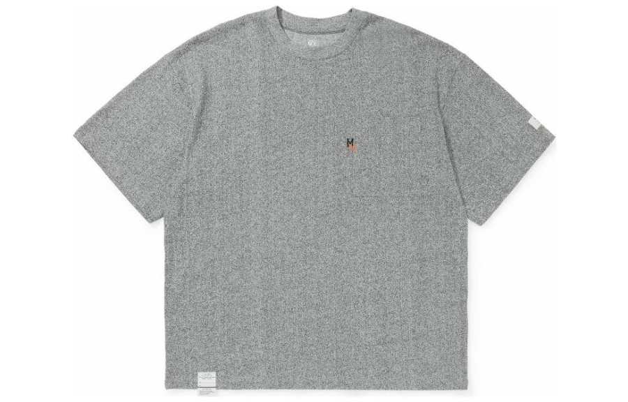 MADNESS T Shirts Men's Light Gray Crew Neck Moderate Straight Fit