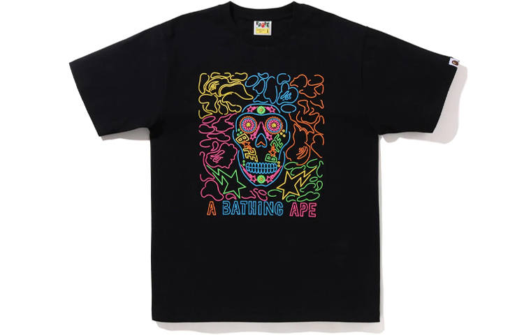 A BATHING APE Bape Halloween Neon Mexican Skull Tee
