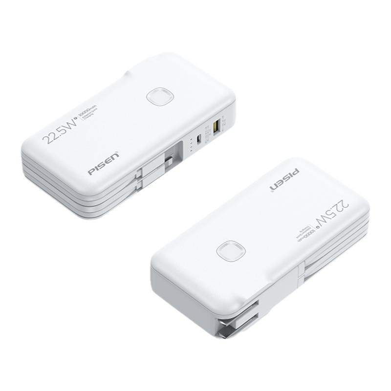 PISEN Power Banks 10000mAh 22.5W With Plug Apple & Android Fast Charging All 1 Pc