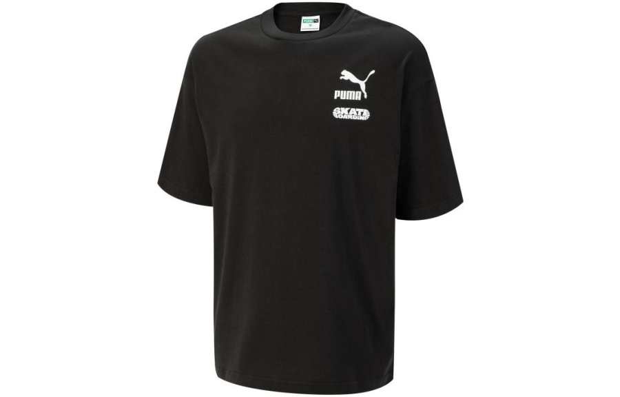 PUMA T Shirts Men's Black Crew Neck Moderate