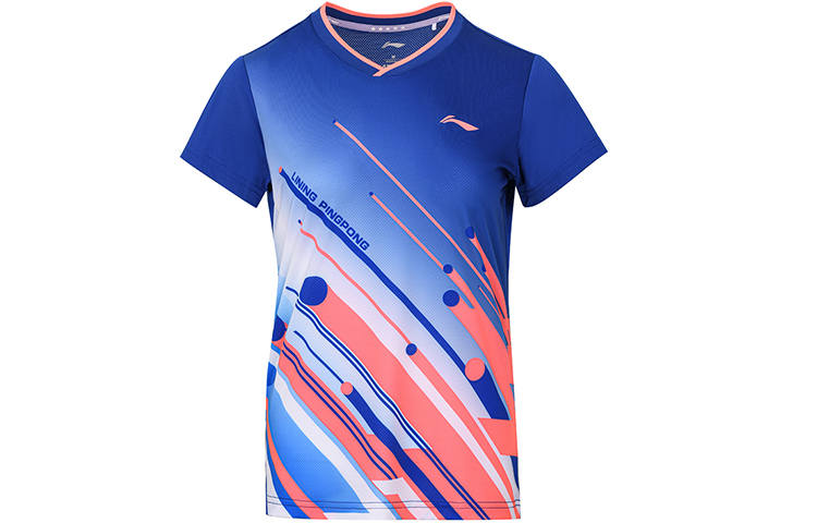 Li-Ning Li Ning Table Tennis Clothing Women's Dream Blue V Neck Moderate