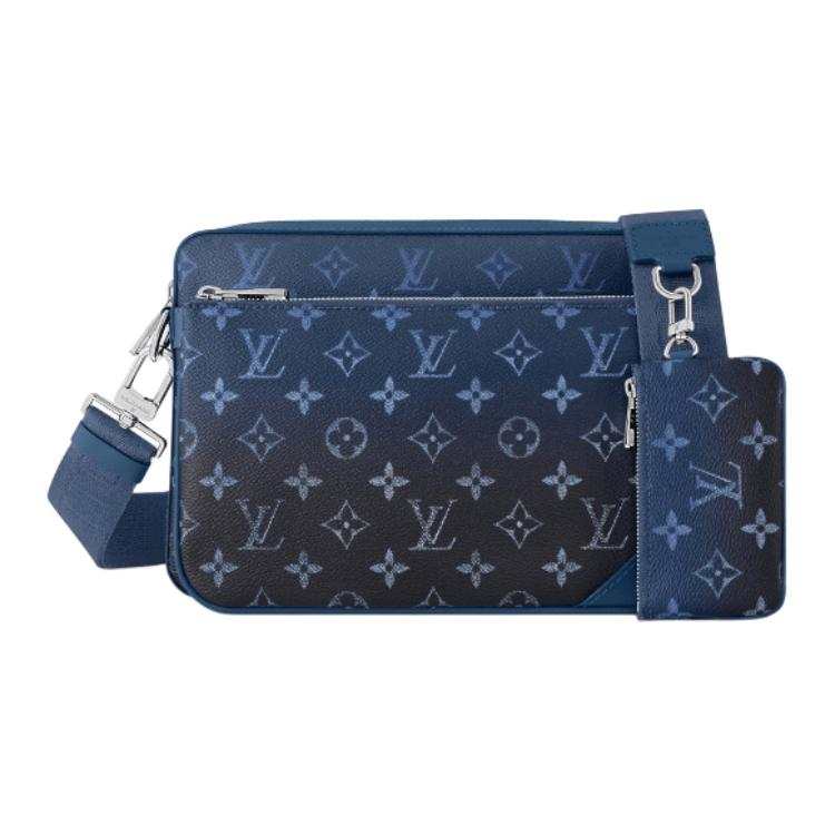 LOUIS VUITTON Trio Coated Canvas Crossbody Bags Men's Dark Blue