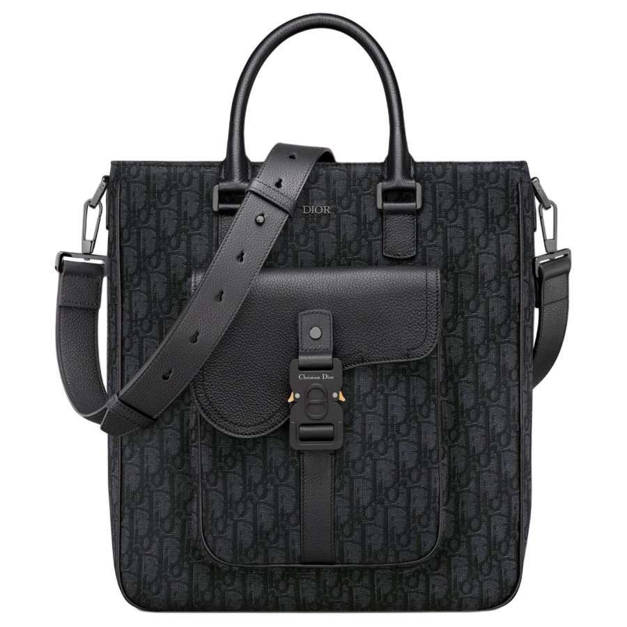 DIOR Saddle Oblique Jacquard Canvas Tote Bag, Shopping Bag, Shoulder Bag, Crossbody Bag, Handbag Regular Men's Black