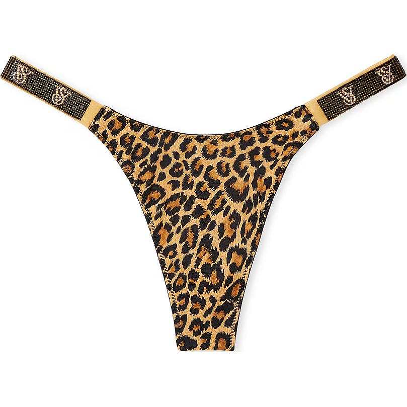 Victoria's Secret Very Sexy Shine Strap Rose Lace Thong Panty/Leopard Thong Women's 1 Pack Leopard Print