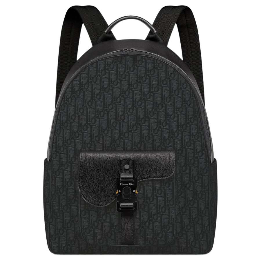 DIOR DIOR Saddle Oblique Jacquard Canvas Backpack Regular Men's Black