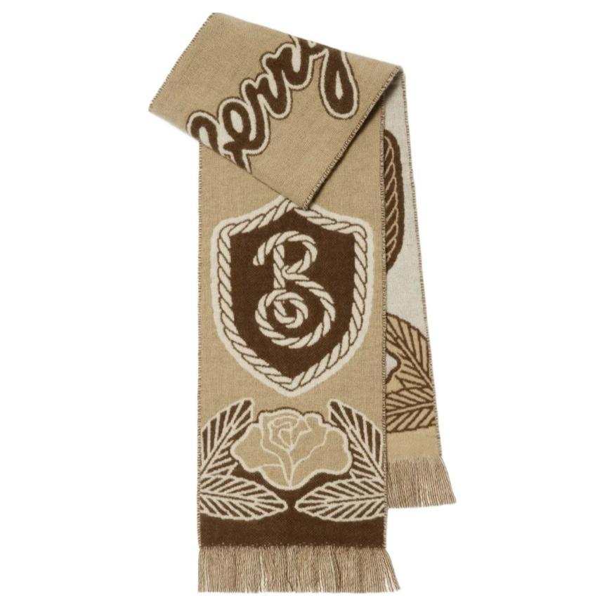 Burberry Wool Cashmere Knit Scarves Unisex Brown