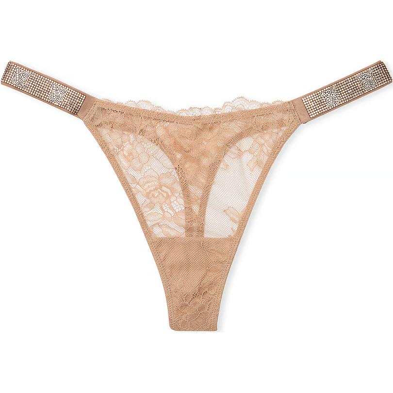 Victoria's Secret Very Sexy Shine Strap Rose Lace Thong Panty/Praline Thong Women's 1 Pack Praline