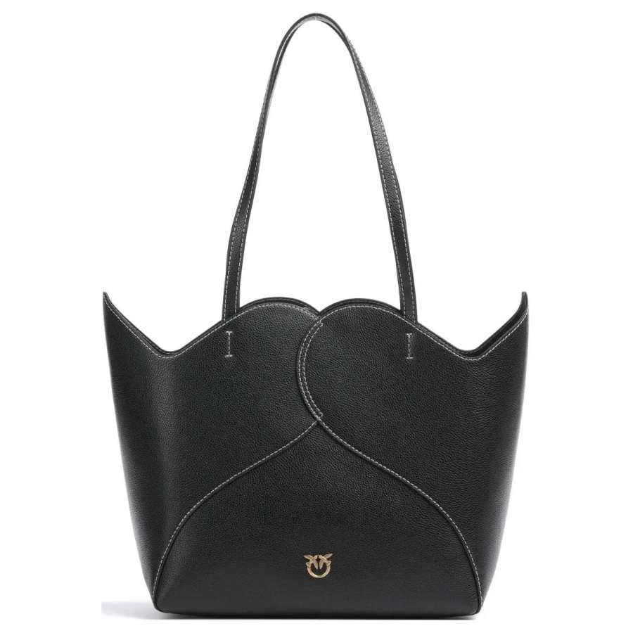 PINKO Grain Leather Tote Bag, Shopping Bag, Handbag, Shoulder Bag Women's Black