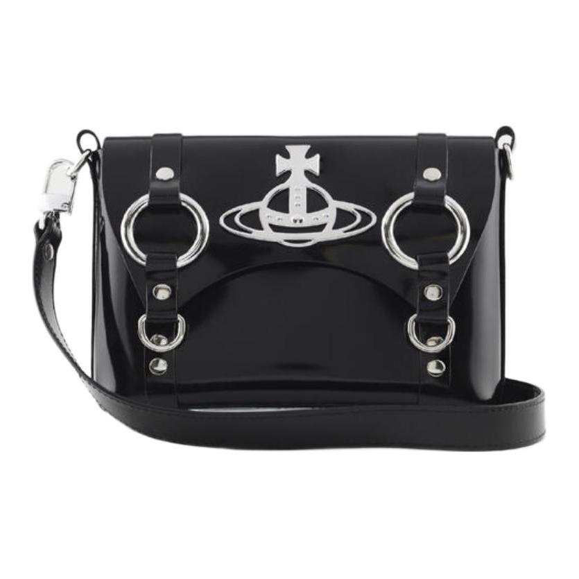 Vivienne Westwood Leather, Patent Leather Shoulder Bag, Crossbody Bag Women's Black