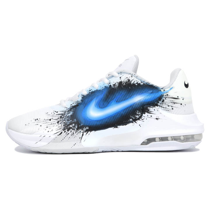 Nike Nike Air Max Impact 4 Abrasion Resistant Coverage Support Mid top Basketball Shoes Men's Black Blue White