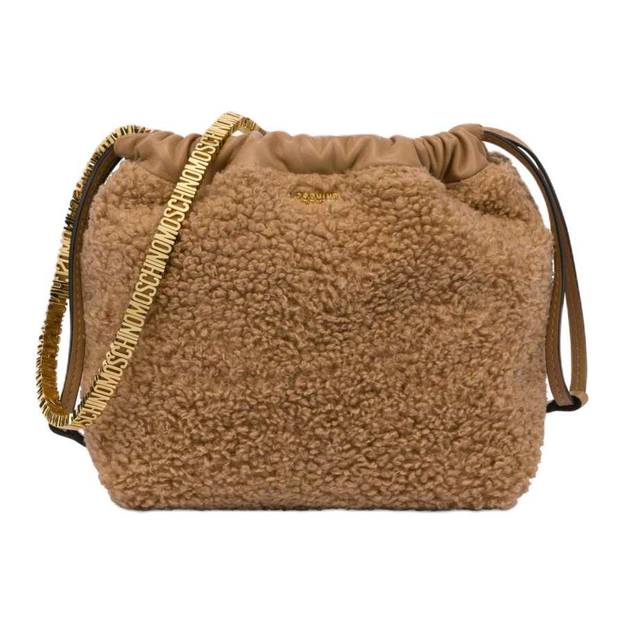 MOSCHINO MOSCHINO Faux Shearling Drawstring Shoulder Bag