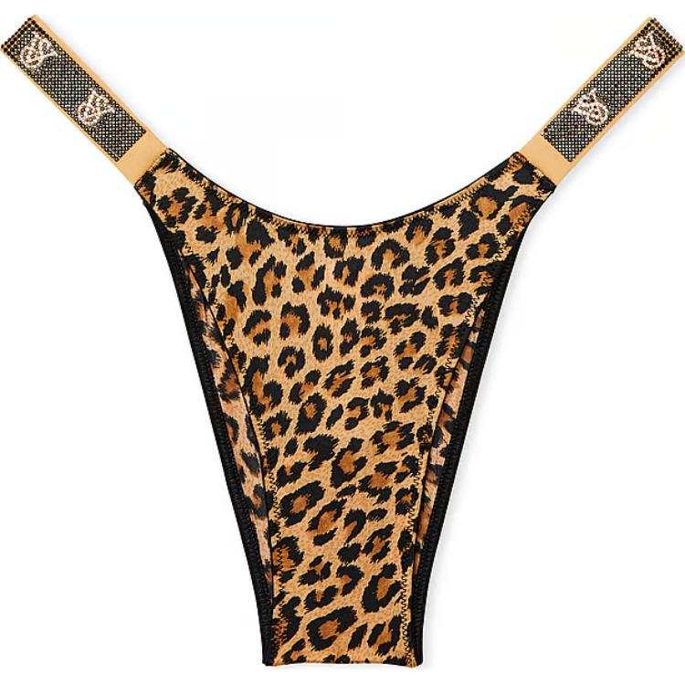 Victoria's Secret Very Sexy Double Shine Strap Lace Brazilian Panty/Leopard Briefs Women's 1 Pack Leopard Print