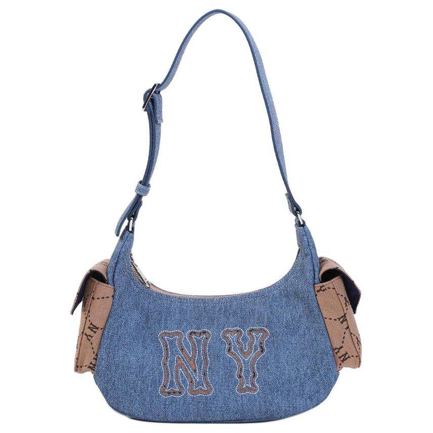 MLB MLB New York Yankees Artificial Leather Shoulder Bag Regular Unisex Indigo & Brown