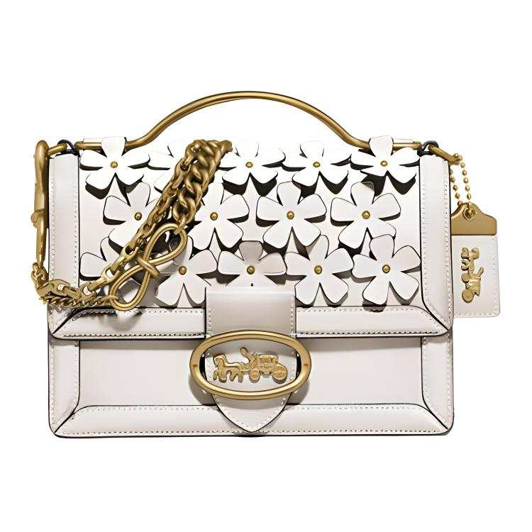 COACH Riley Leather Handbag, Trunk Bag, Handbag, Shoulder Bag, Crossbody Bag Medium Women's White