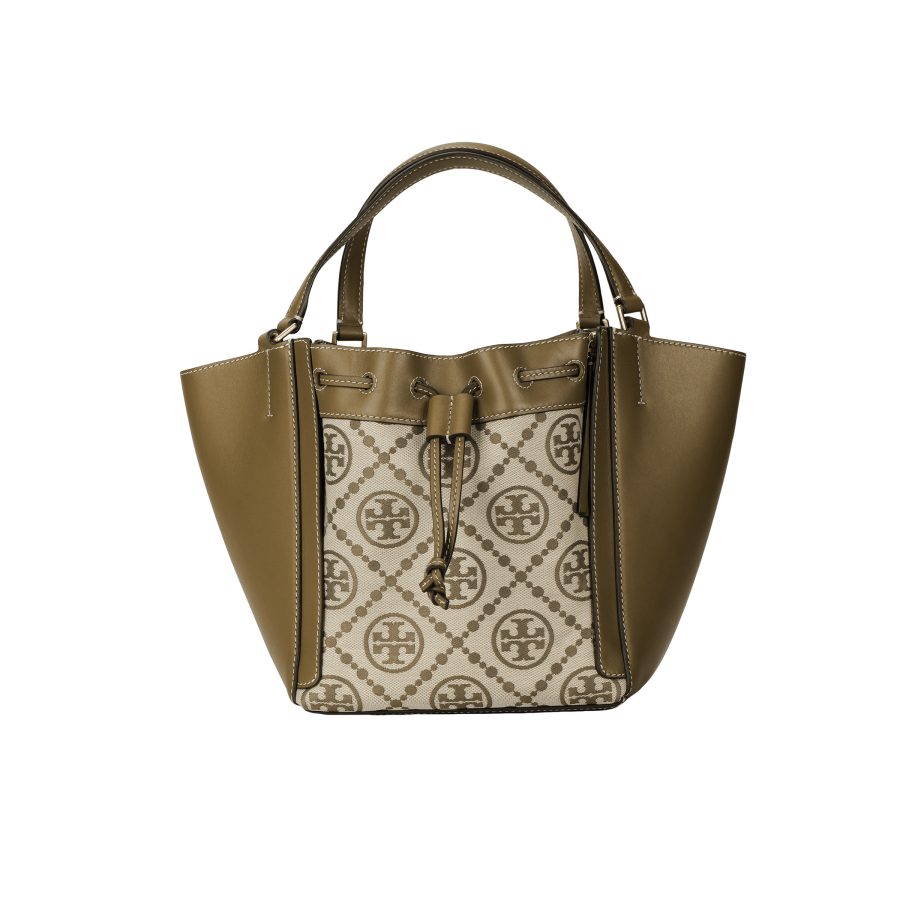 TORY BURCH T MonogramMcGraw Jacquard Leather Bucket Bag, Tote Bag, Shopping Bag, Handbag Women's