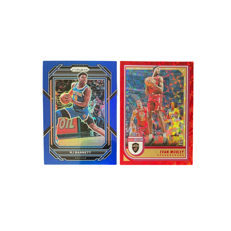 PANINI 2022 23 Prizm Knicks RJ Barrett, Blue Fold 199 Edition+Knight, Evan, Mobley, Red Plaid Fold 99 Edition