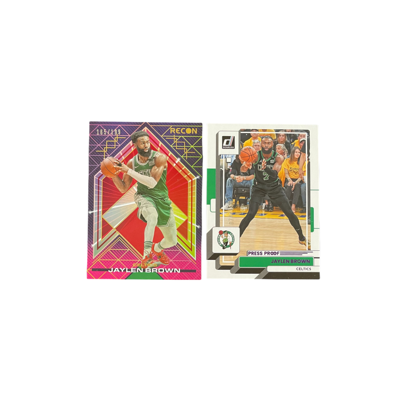 PANINI 2021 22 Celtics Jaylen Brown, Shooting+2023 Durex, Brown, 2 Card Products Included Sports Cards 2 Pcs