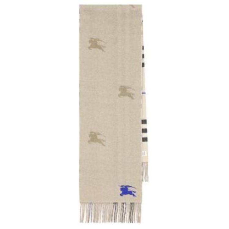 Burberry Ekd Motif Vintage Check Fringed Scarf