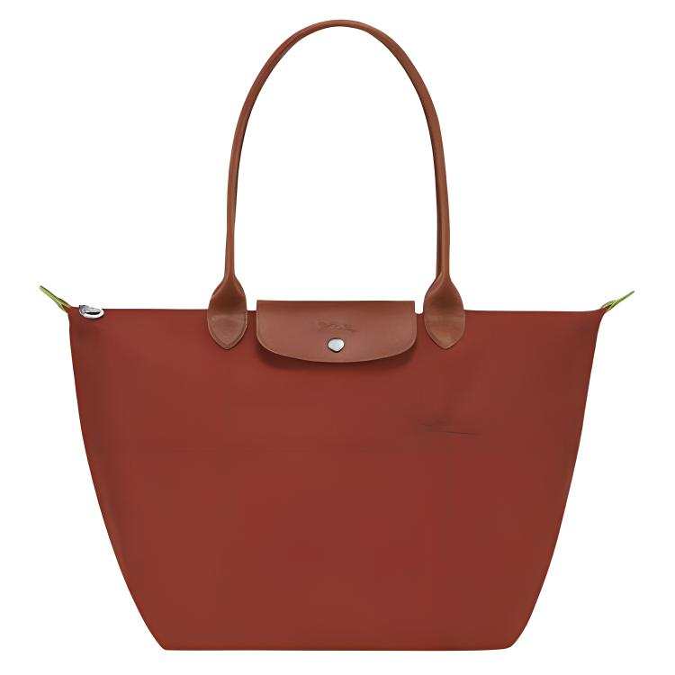 LONGCHAMP Recycled Polyamide Canvas With Leather Dumpling Bag Handbag, Shoulder Bag Women's Chestnut