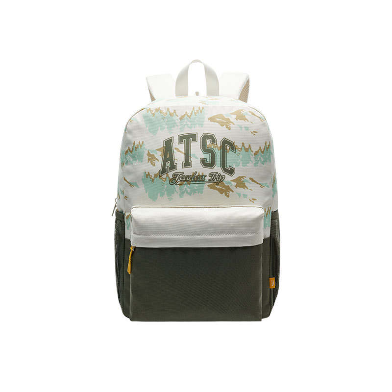 Anta Life Collection Zip Closure Pu Backpack Regular Unisex Light Smoke Gray/Light Army Green
