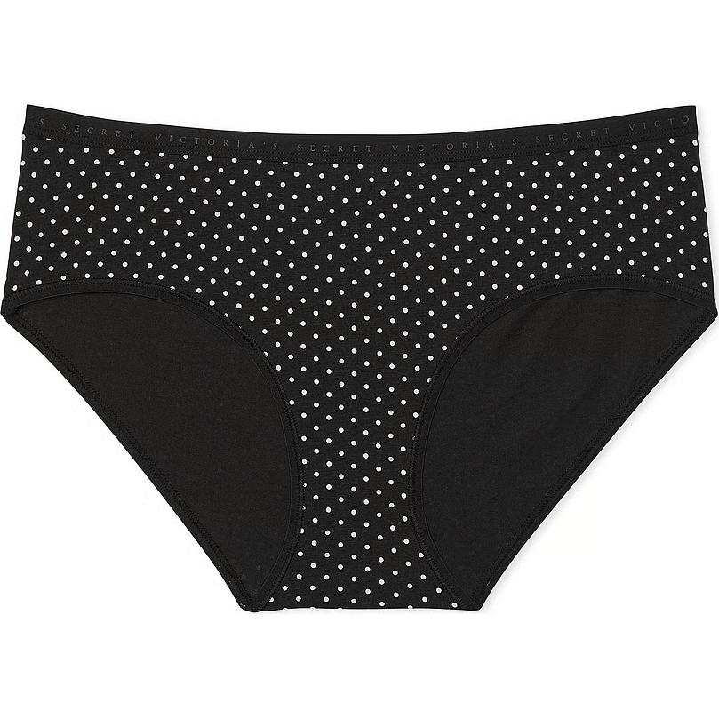 Victoria's Secret Stretch Cotton Hiphugger Panty/Black Dots Underpants Women's 1 Pack Black Polka Dot