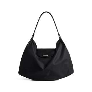 Balenciaga Nylon With Smooth Cow Leather Handbag, Shoulder Bag Large Women's Black