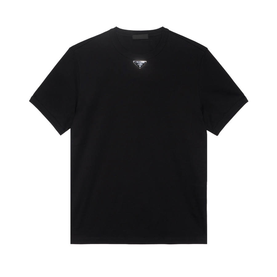PRADA 【Previous Season】triangle-logo cotton T-shirt