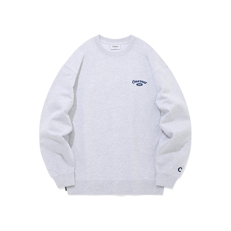 COVERNAT Sweatshirts Unisex Gray White Crew Neck Moderate Regular