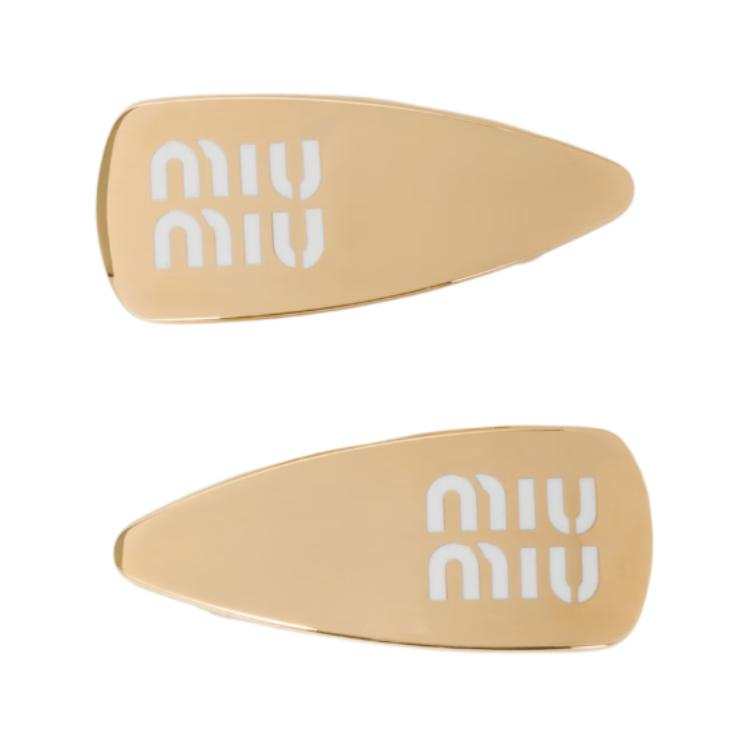 MIU MIU Enamel Hair Clips Women's White