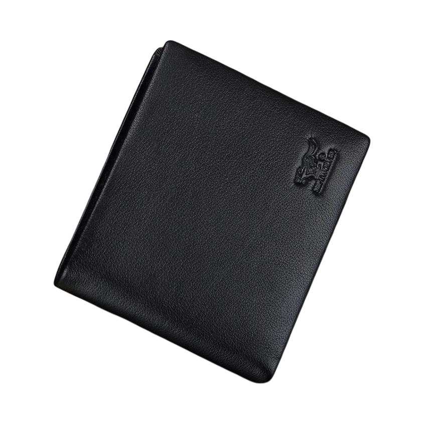 SEPTWOLVES Minimalist Fashion Cow Leather Wallet Men's Black