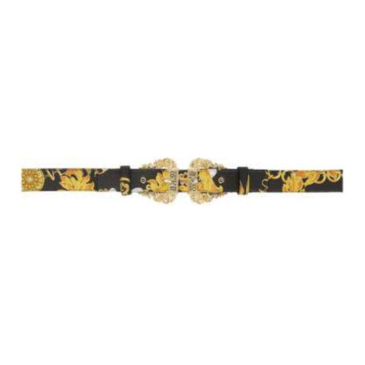 VERSACE JEANS COUTURE Hardware Accessories Saffiano Calfskin Leather Belts Women's Black