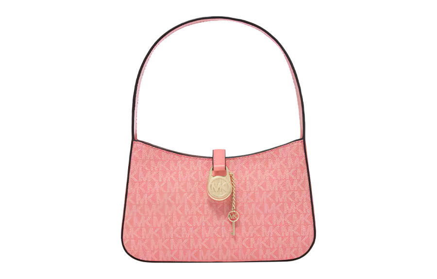 MICHAEL KORS Lyra Artificial Leather Shoulder Bag, Handbag Small Women's Orange Pink