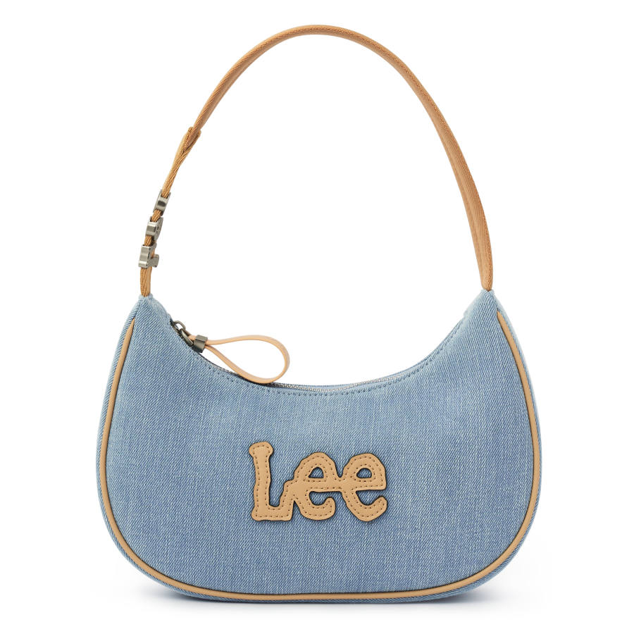 Lee Fabric+Artificial Leather Shoulder Bag Women's Vintage Light Denim Blue