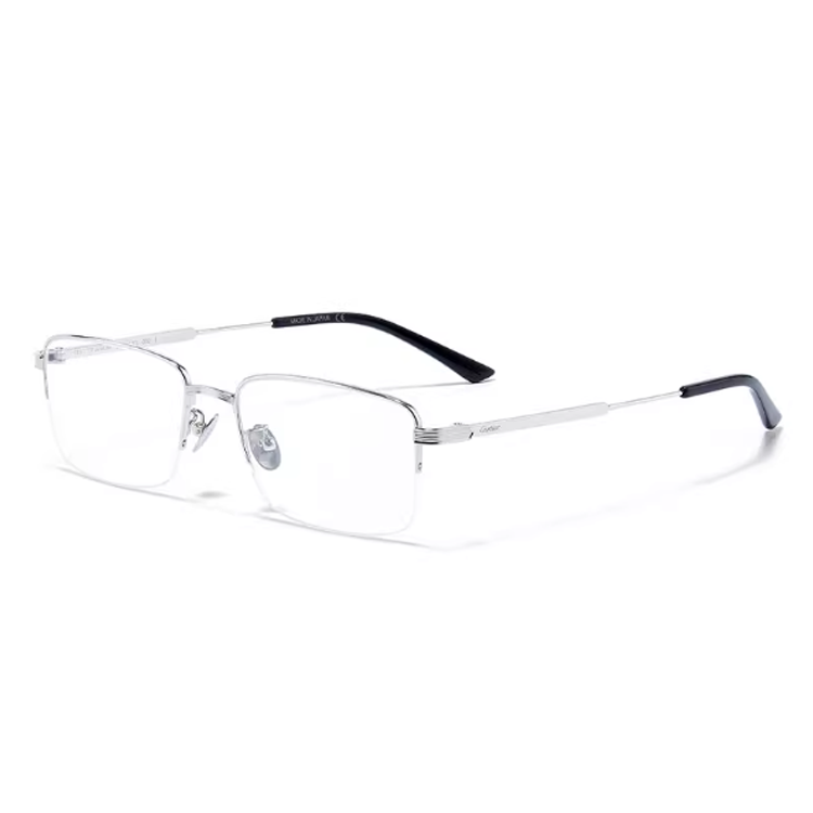 Cartier CARTIER Titanium Rectangular Eyeglass Frames Unisex Silver